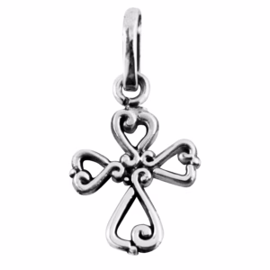 Dije De Plata 925 Cruz 4 Corazones