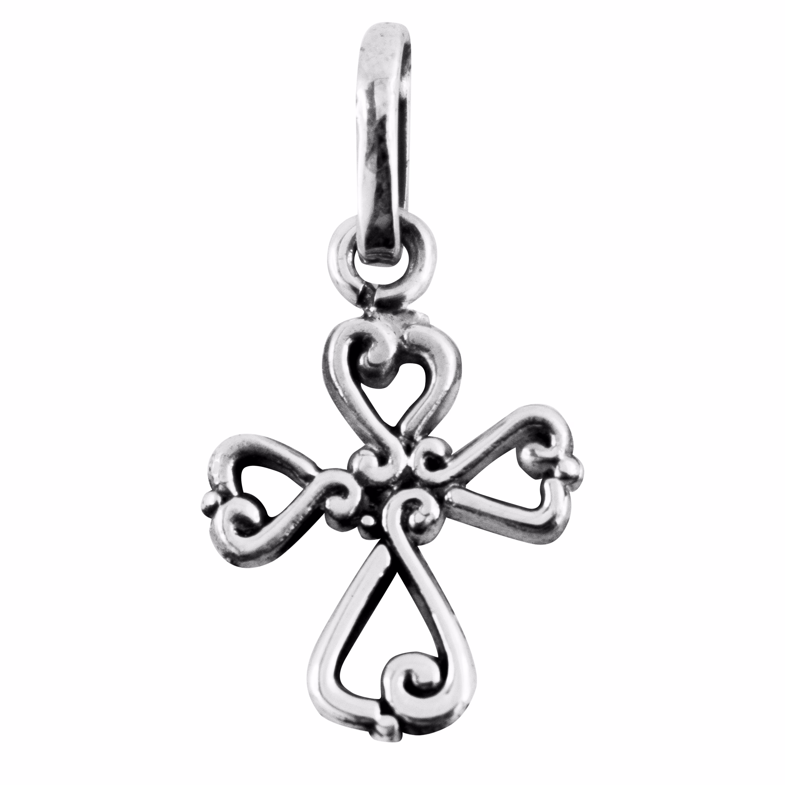Dije De Plata 925 Cruz 4 Corazones con cadena - Imagen 2