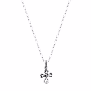 Dije De Plata 925 Cruz 4 Corazones con cadena