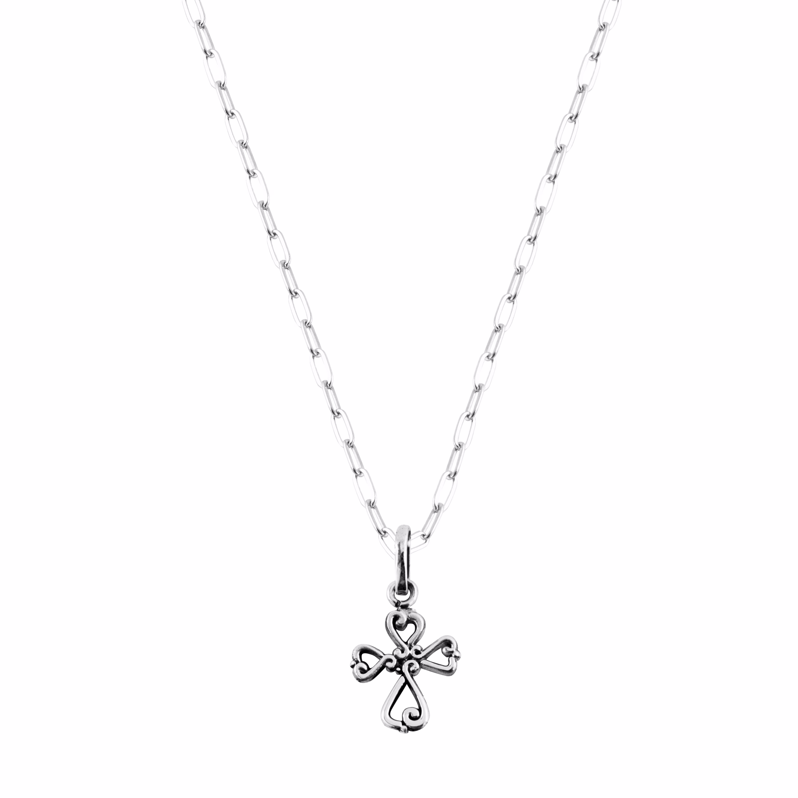 Dije De Plata 925 Cruz 4 Corazones con cadena