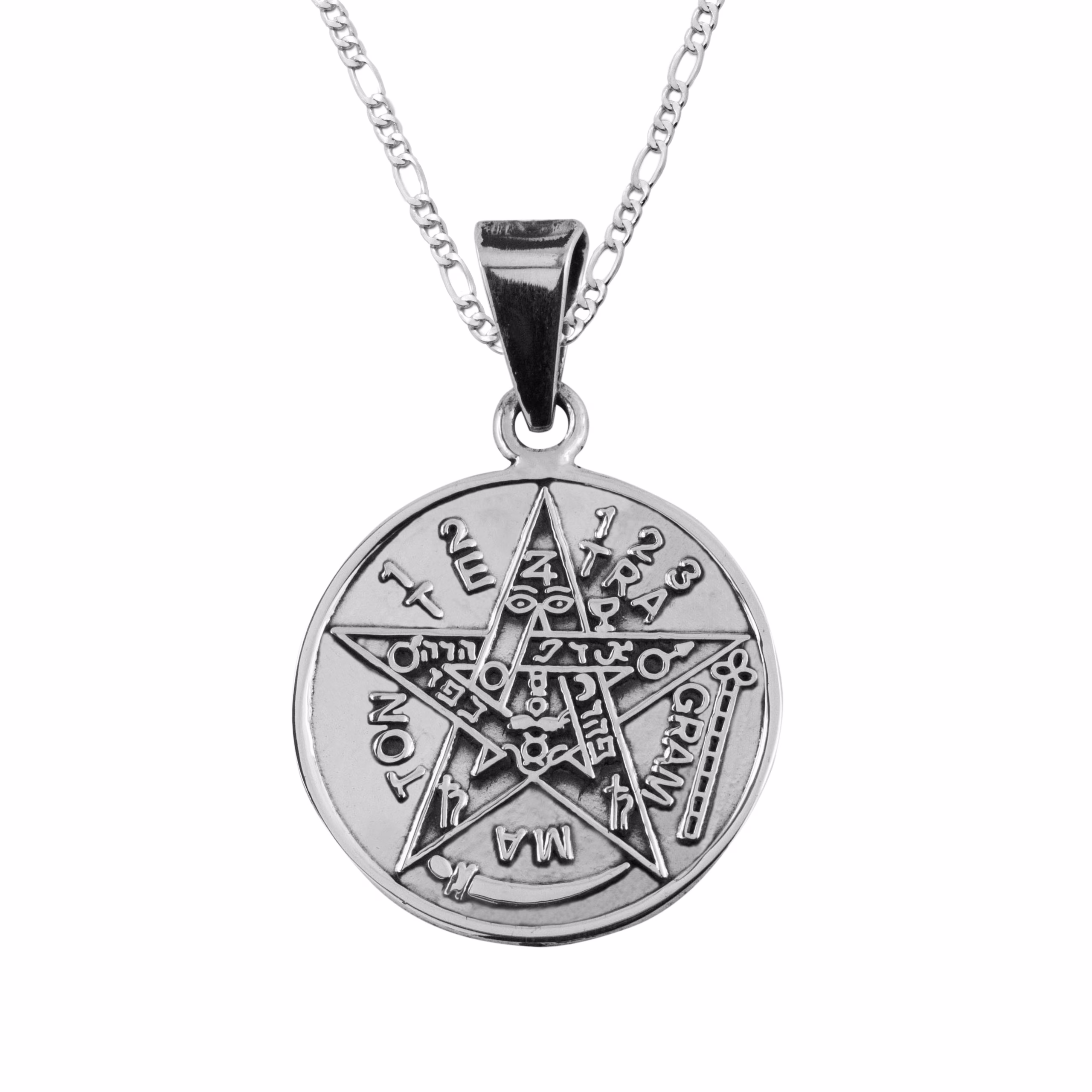 Dije de Plata Tetragramaton Troquelado Mediano con cadena