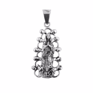 Dije de Plata Virgen de Guadalupe Resplandor con Bolitas