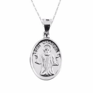 Dije de Plata San Charbel Troquelado con Cadena