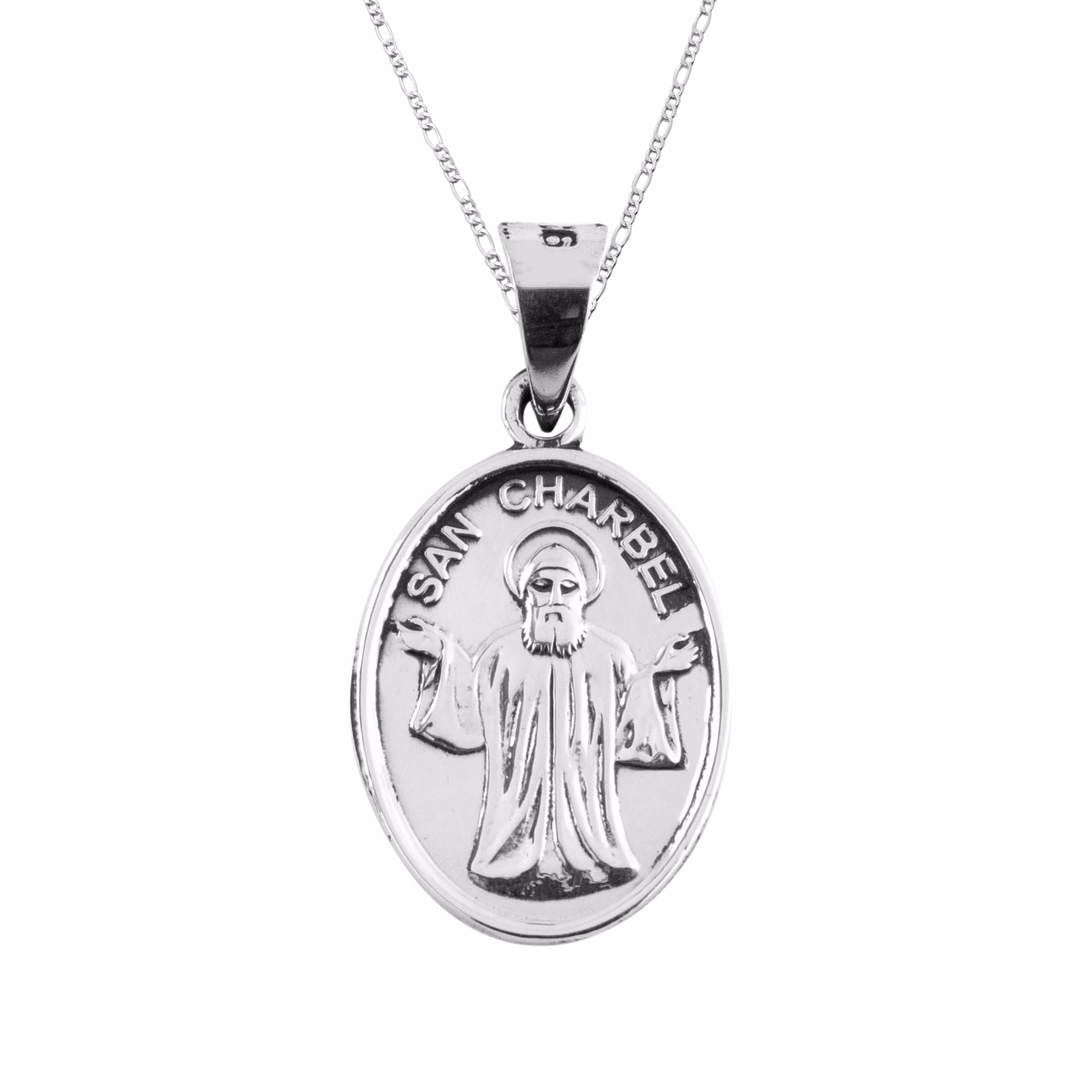 Dije de Plata San Charbel Troquelado con Cadena
