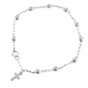 Pulsera Plata .925 Misterio Decenario Con Bolitas Y Cruz